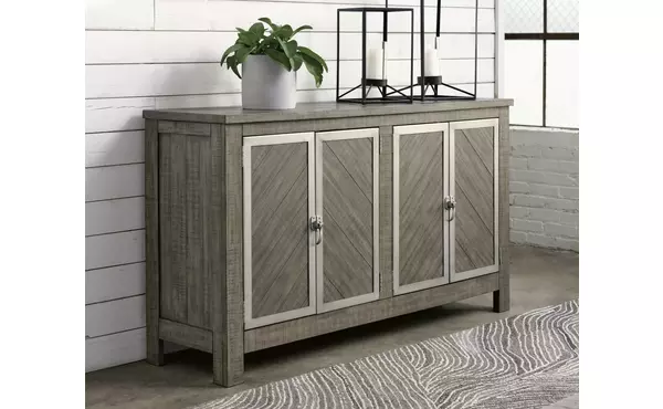 krystanza weathered gray dining room server by ashley