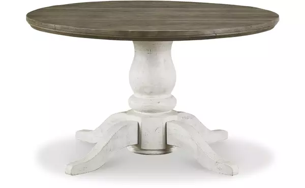 havalance white/gray round drm pedestal table base by ashley