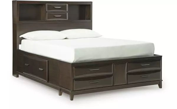 vanmore dark brown queen storage headboard by ashley
