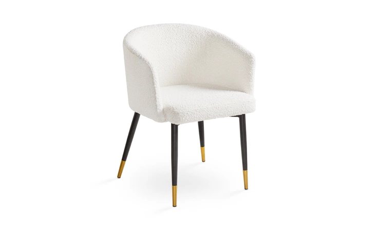 JORDAN CHAIR GY-DC-810 WHITE BOUCLE BELLA #1 BLACK LEGS WITH GOLD CAPS  DINING CHAIR XCELLA  103421