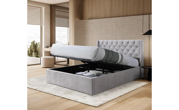  QUEEN STORAGE BED (NO BOX SPRING REQUIRED) EXACT  9472LGREY