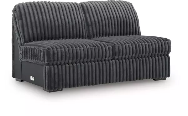 midnight-madness gunmetal armless loveseat by ashley