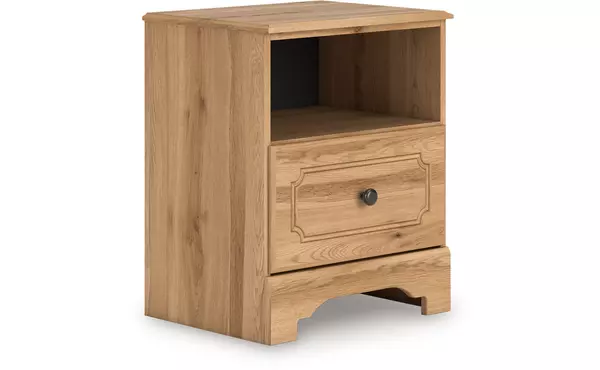 aleaport warm brown one drawer night stand by ashley