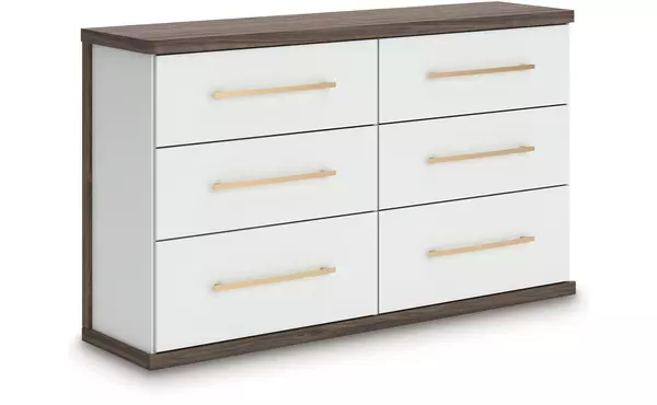 kendanport white/brown six drawer dresser by ashley
