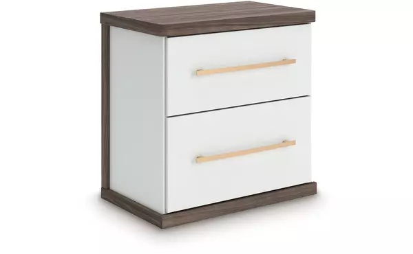 kendanport white/brown two drawer night stand by ashley
