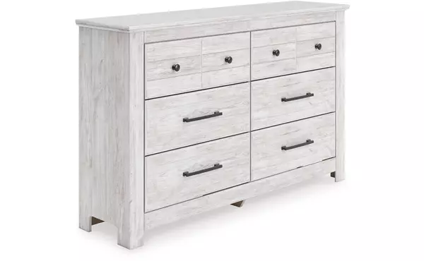 makidern whitewash six drawer dresser by ashley