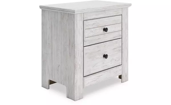makidern whitewash two drawer night stand by ashley