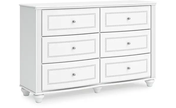 kozlani white six drawer dresser by ashley