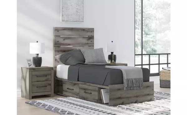 graystorm brown gray twin/full under bed storage by ashley