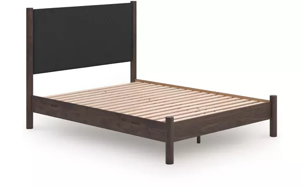 pamytta brown queen uph panel headboard by ashley