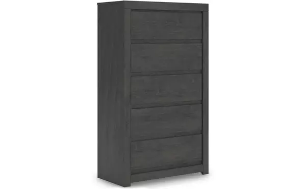 fraluna charcoal five drawer chest by ashley