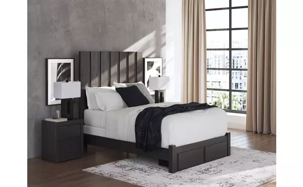 fraluna charcoal queen storage footboard by ashley