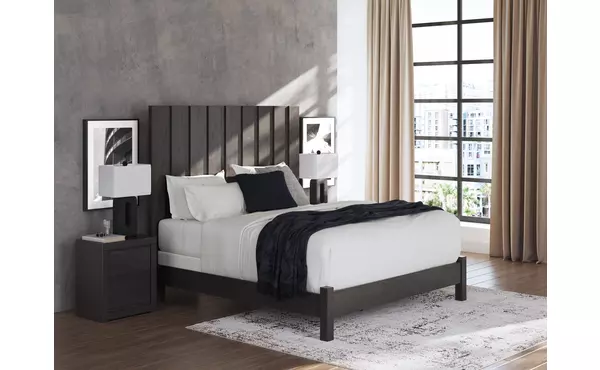 fraluna charcoal king panel footboard w/rails by ashley