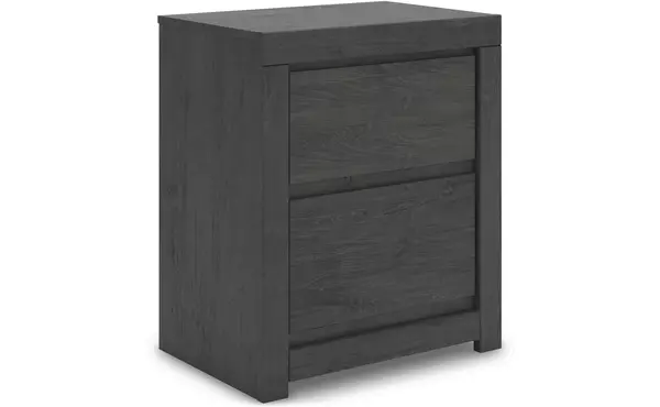 fraluna charcoal two drawer night stand by ashley