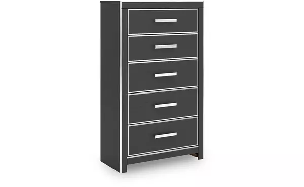 zuraleus black five drawer chest by ashley