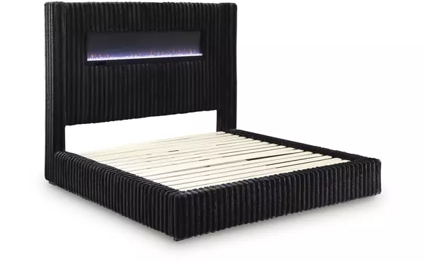 tayleena black king uph panel headboard by ashley