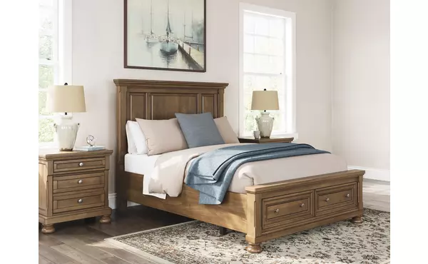 feddinger medium brown queen rails with roll slats by ashley
