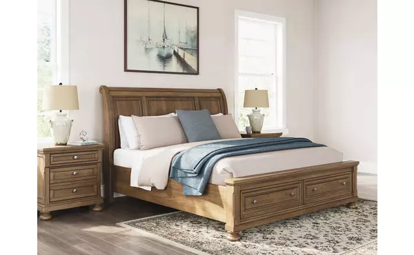 feddinger medium brown king rails with roll slats by ashley