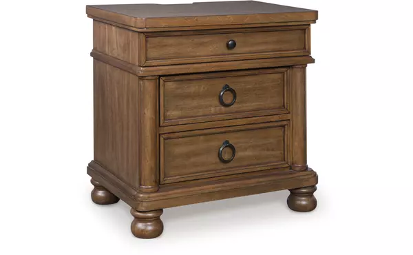 rowlenstown brown three drawer night stand by ashley