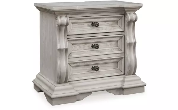 bruchandi antique white three drawer night stand by ashley