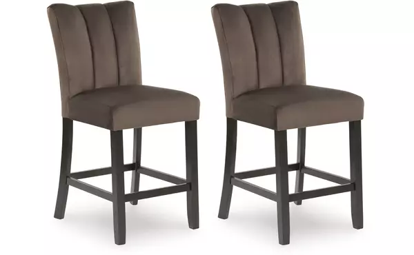 jeshina dark brown upholstered barstool (2/cn) by ashley