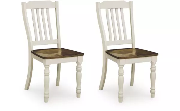 wirloni antique white/brown dining room side chair (2/cn) by ashley