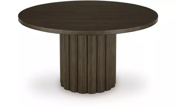 radkin burnished brown round dining room table by ashley