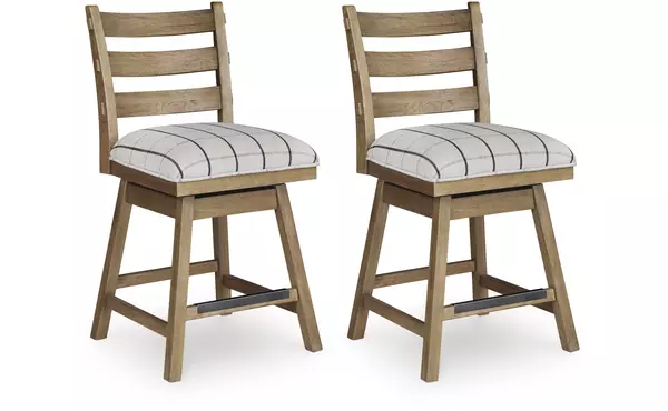 ridgester light brown uph swivel barstool (2/cn) by ashley