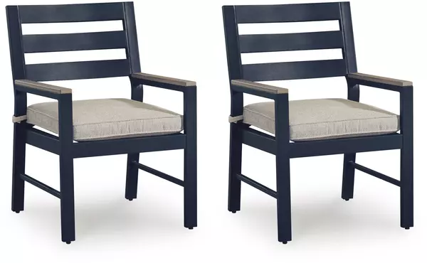 east beach navy blue/driftwood arm chair with cushion by ashley
