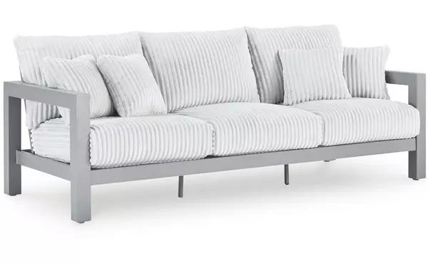 hurley park gray sofa with cushion by ashley