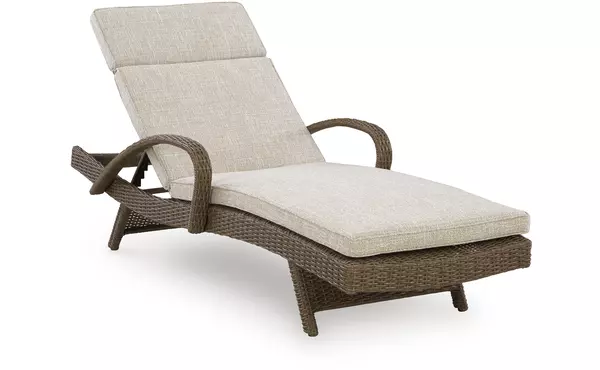 laguna heights beige chaise lounge with cushion by ashley