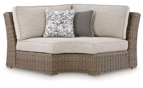 laguna heights beige curved corner chair w/cushion by ashley