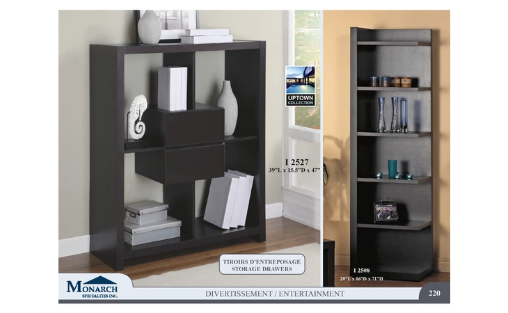 I2527  CAPPUCCINO HOLLOW-CORE 48H BOOKCASE WITH STORAGE DRAWERS 
 PG220