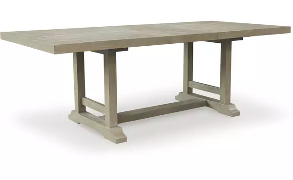 vallardia light grayish brown rect dining room ext table by ashley
