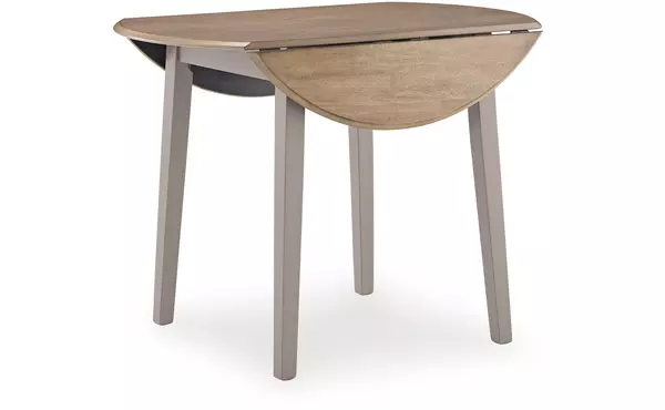 harperfeld natural/gray round drm drop leaf table by ashley