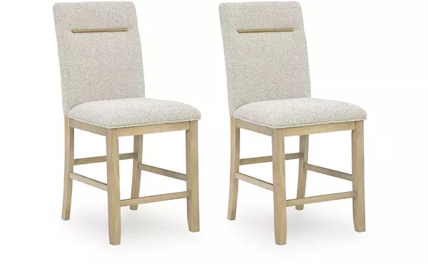 lasinger light brown upholstered barstool (2/cn) by ashley