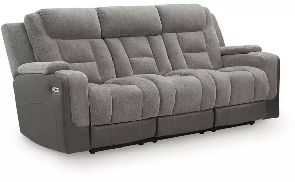 mixed motion shadow pwr rec sofa with adj headrest by ashley