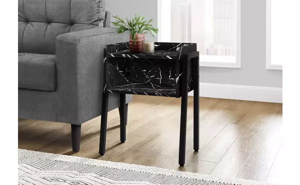 accent table - 23 h - black marble - black metal by monarch specialties