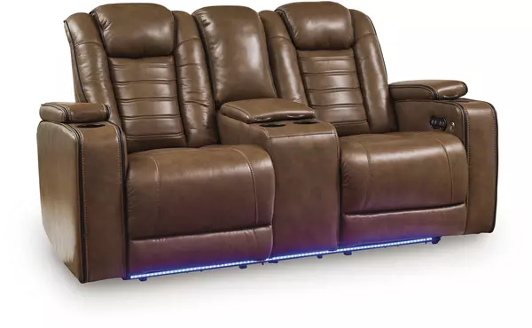 gruaro amber pwr rec loveseat/con/adj hdrst by ashley