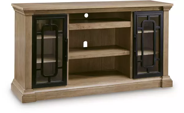 wittenmyer natural/black xl tv stand w/fireplace option by ashley
