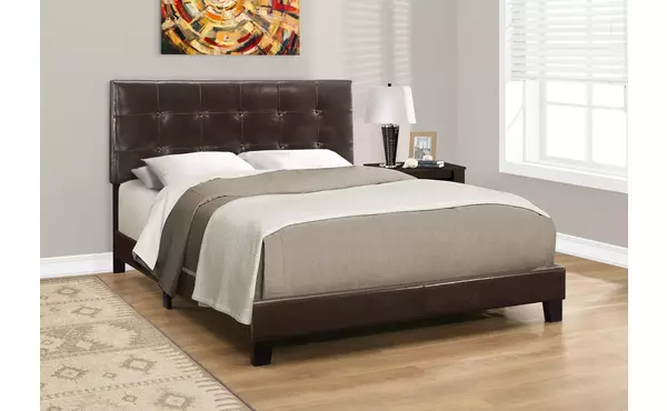 bed - queen size - dark brown leather-look by monarch specialties