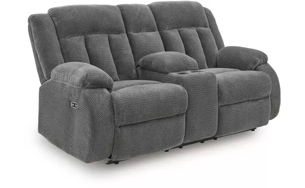 dbl rec pwr loveseat w/console by ashley