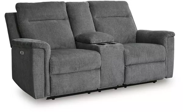 dbl rec pwr loveseat w/console by ashley