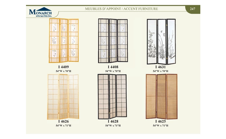 I4409  NATURAL 3 PANEL SCREEN WITH FLORAL PRINT 
 PG247