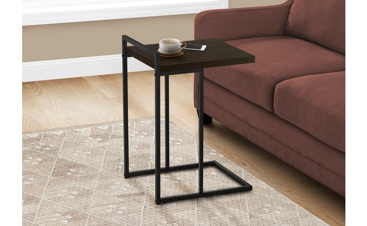 I3635  ACCENT TABLE - 25 H - ESPRESSO - BLACK METAL