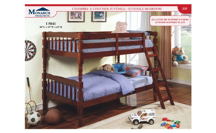 I5041  CHERRY WOOD TWIN TWIN BUNKBED WITH LADDER 
 PG335