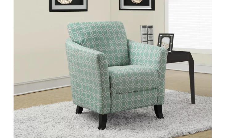 I8003  ACCENT CHAIR - FADED GREEN ANGLED KALEIDOSCOPE FABRIC