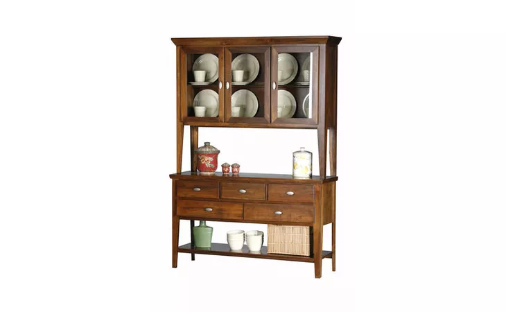 44353  54 DINING BUFFET, 5 DRAWERS, 1 FIXED SHELF ON BOTTOM FOR OPEN STORAGE, STRAIGHT LEG BASE*GLASS*NG*FINSISH*BK, CC, CO, CM, CR, EC, GO, HG, IV, SW, UN, WH