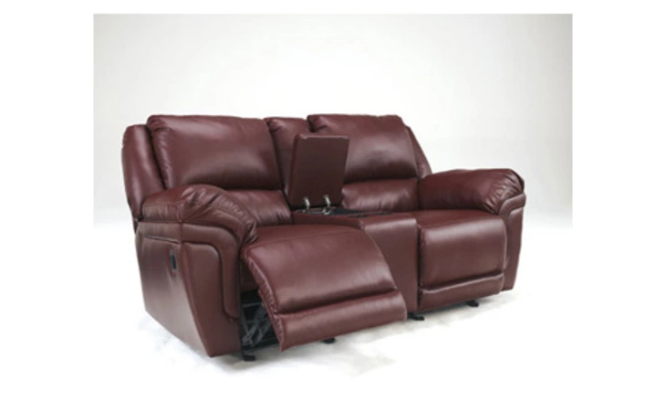 7610043 Leather GLIDER REC LOVESEAT W CONSOLE
