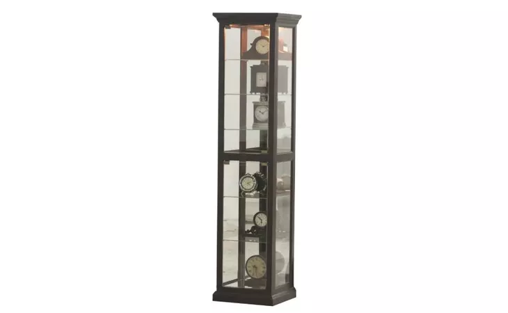 48324 TALL THIN CURIO, TOUCH LATCH DOOR ENTRY, GLASS SHELVES, MIRROR BACK, PLAIN BASE*GLASS*PL*FINSISH*BK, CC, CO, CM, CR, EC, GO, HG, IV, SW, UN, WH EAGLE  48324
